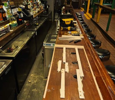 Bar counter beer tap installation